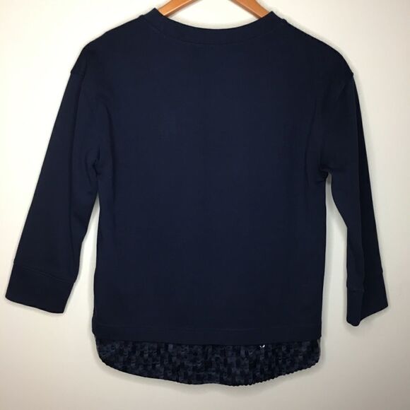 J. Crew XS Sequin Trim sweatshirt Navy boxy layer - Picture 2 of 7
